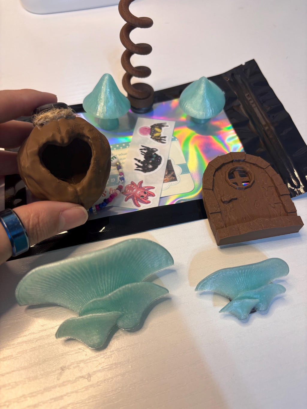 Jumping Spider Enclosure Accessory bag: Fairy Garden Kit colors brown and   Star Stuff