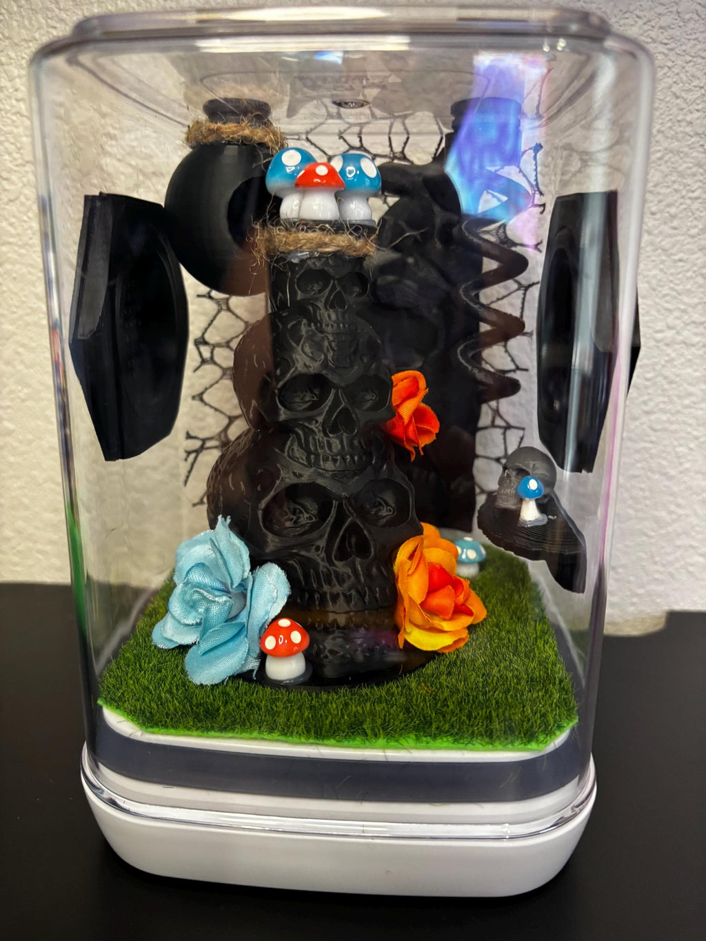 Medium Gothic/mushroom themed Jumping spider enclosure