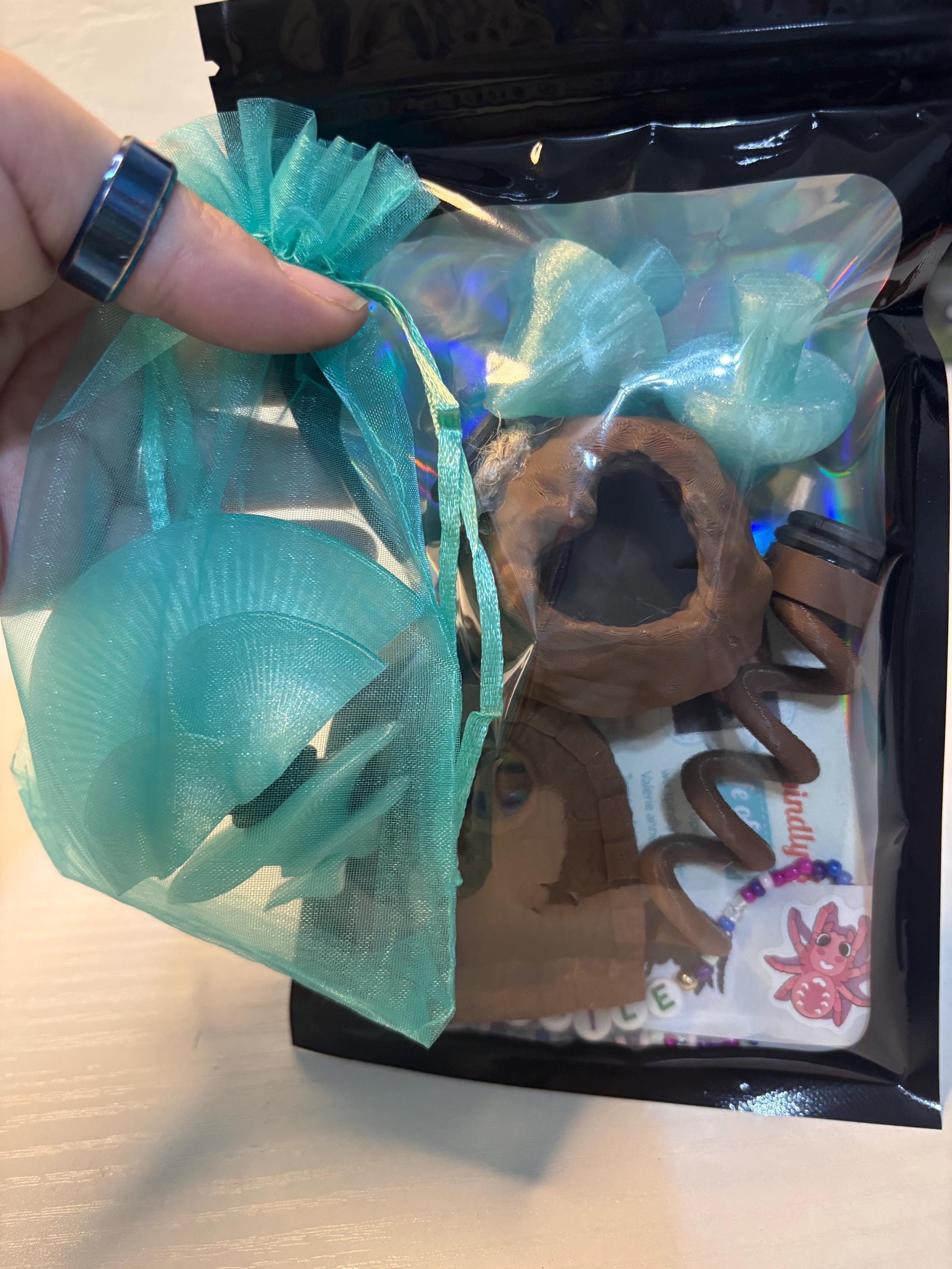 Jumping Spider Enclosure Accessory bag: Fairy Garden Kit colors brown and   Star Stuff