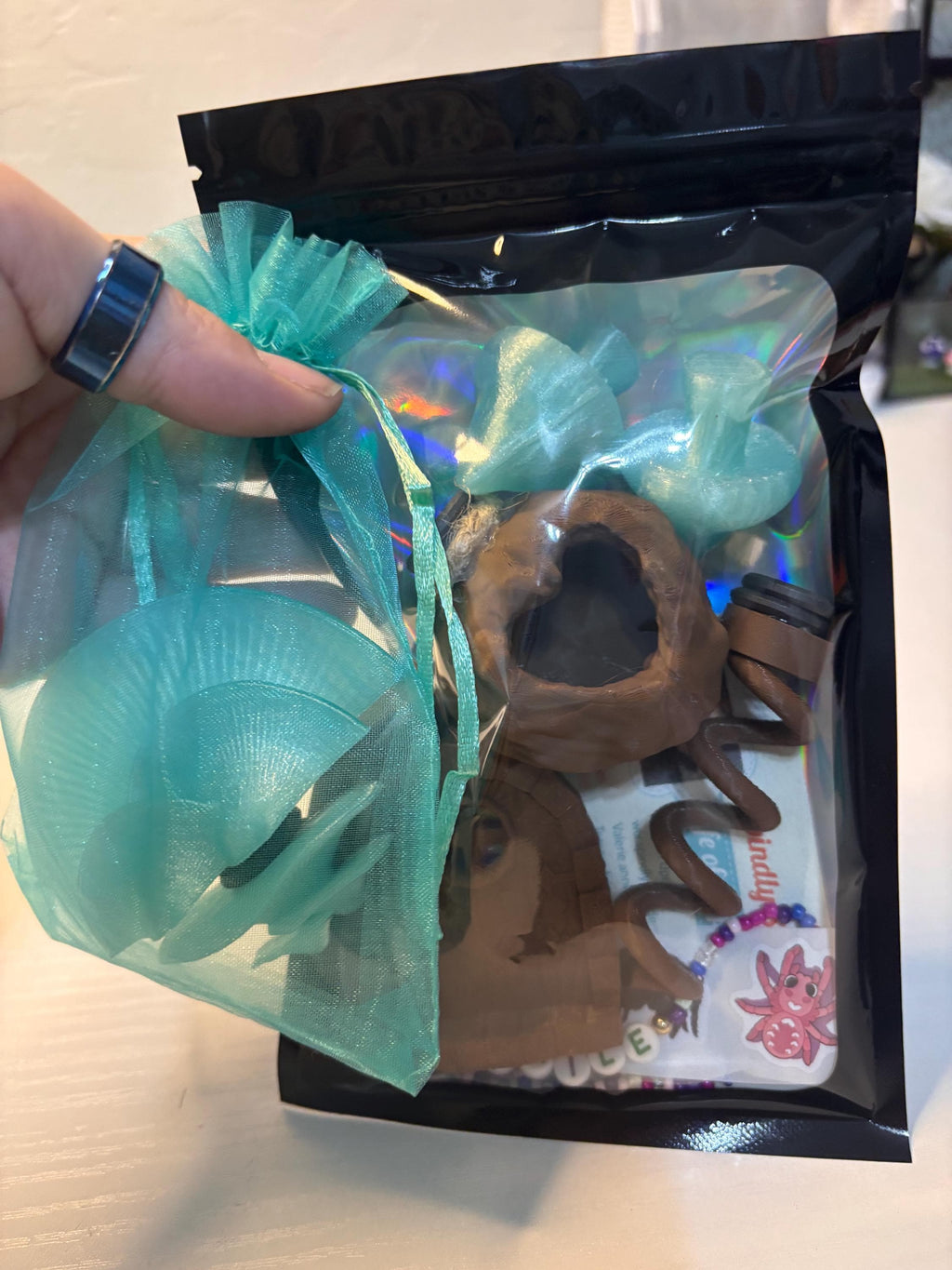 Jumping Spider Enclosure Accessory bag: Fairy Garden Kit colors brown and   Star Stuff